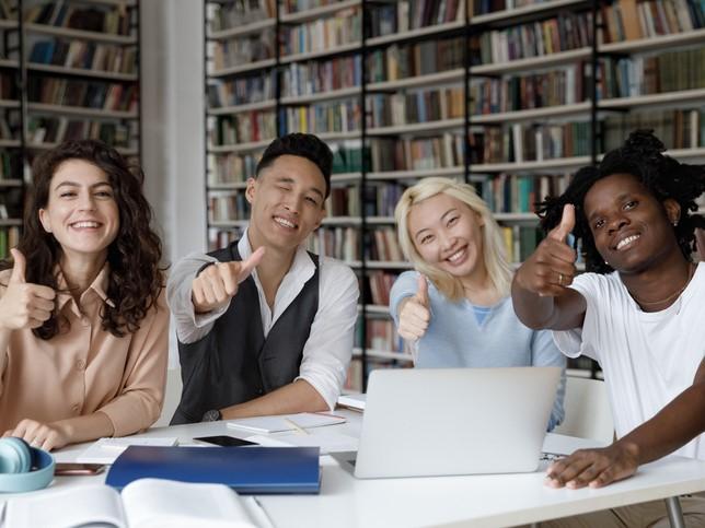 Students thumbs up